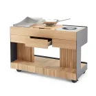Cucina da Esterno 141x70x93 cm Realizzata in Teak Massiccio e Alluminio - Stilosa Viadurini