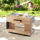 Cucina da Esterno 141x70x93 cm Realizzata in Teak Massiccio e Alluminio - Stilosa Viadurini