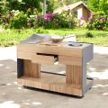 Cucina da Esterno 141x70x93 cm Realizzata in Teak Massiccio e Alluminio - Stilosa