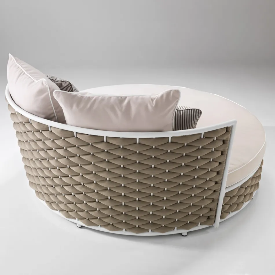 Daybed da Esterno in Alluminio e Tessuto Intrecciato a Mano - Reda Viadurini
