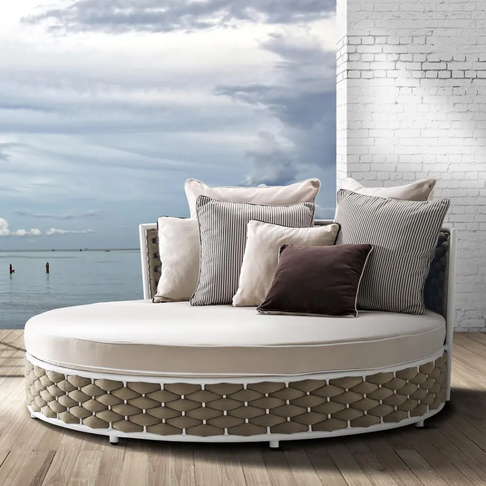Daybed da Esterno in Alluminio e Tessuto Intrecciato a Mano - Reda Viadurini