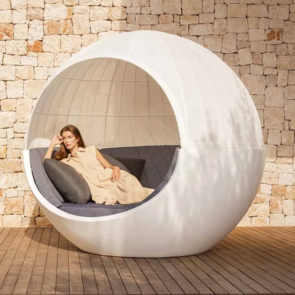 Daybed da Giardino Design Rotondo di Lusso con Parasole - Ulm Moon by Vondom Viadurini