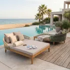 Daybed da Giardino in Teak, Alluminio, Corda e Cuscini - Jacub Viadurini