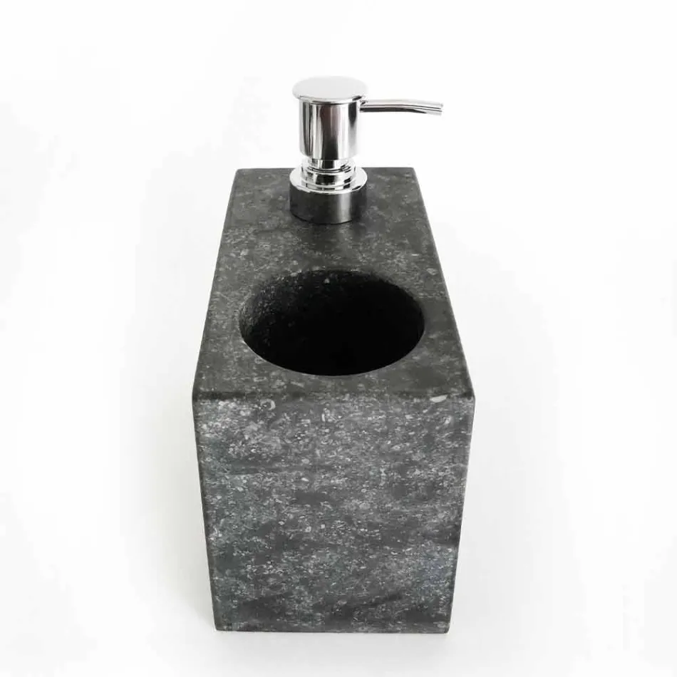 Dispenser per Sapone Liquido con Bicchiere in Marmo Made in Italy - Clik Viadurini