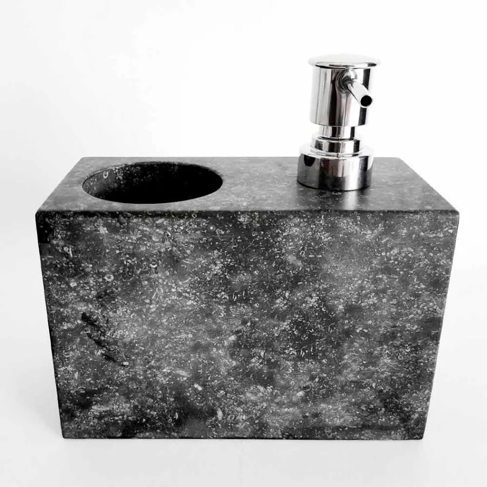 Dispenser per Sapone Liquido con Bicchiere in Marmo Made in Italy - Clik Viadurini