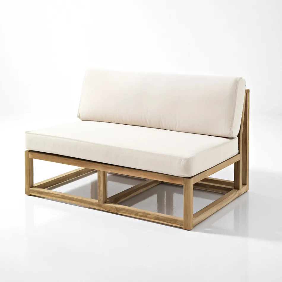 Divanetto da Esterno in Teak Naturale e Cuscini - Circe Viadurini