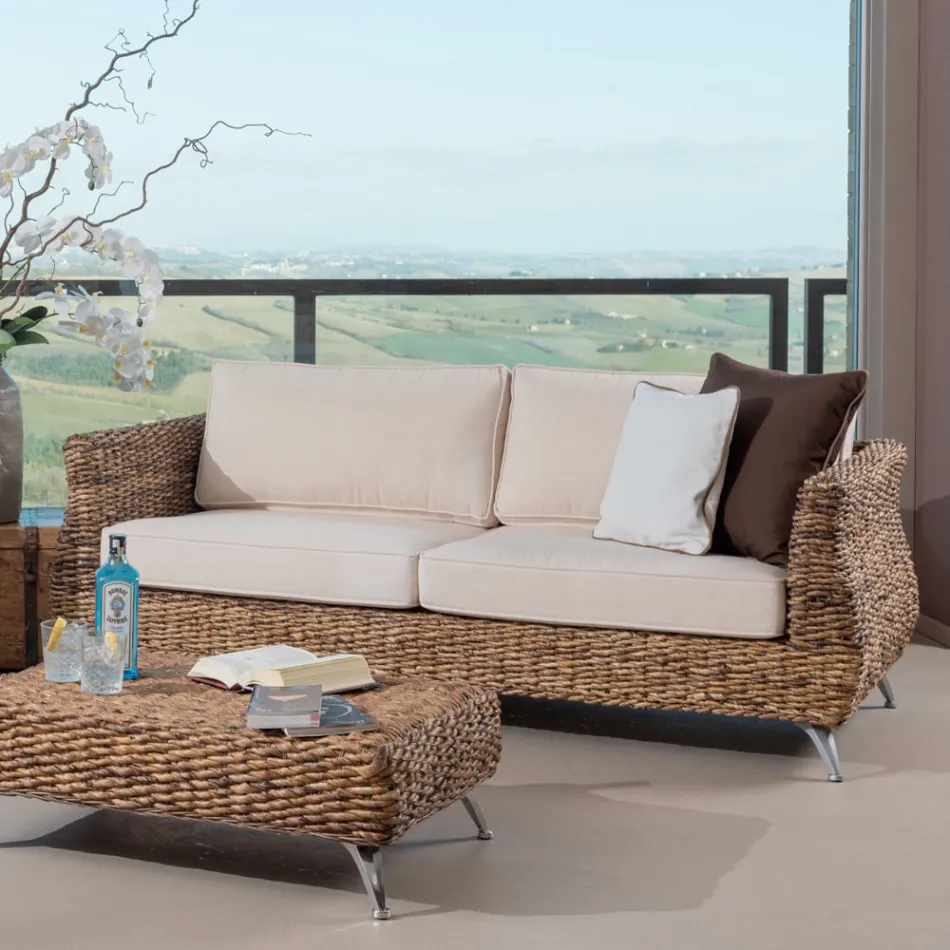 Divano 2 o 3 Posti Outdoor in Banano con Cuscini – Legolas Viadurini