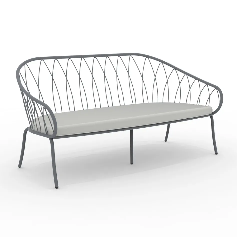 Divano 2 Posti da Giardino in Metallo e Cuscino Made in Italy - Fontana Viadurini