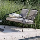 Divano 2 Posti da Giardino in Metallo e Cuscino Made in Italy - Fontana Viadurini