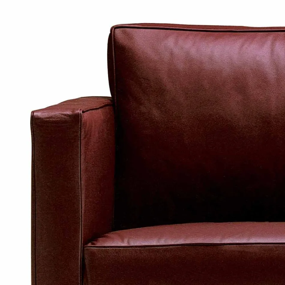 Divano 2 Posti Imbottito e Rivestito in Pelle Made in Italy Pregiato - Centauro Viadurini
