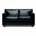 Divano 2 Posti in Pelle con Piedini in Legno Noce Made in Italy - Alessandria