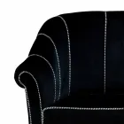 Divano 2 Posti in Velluto Nero con Cuciture in Contrasto Made in Italy - Caster Viadurini