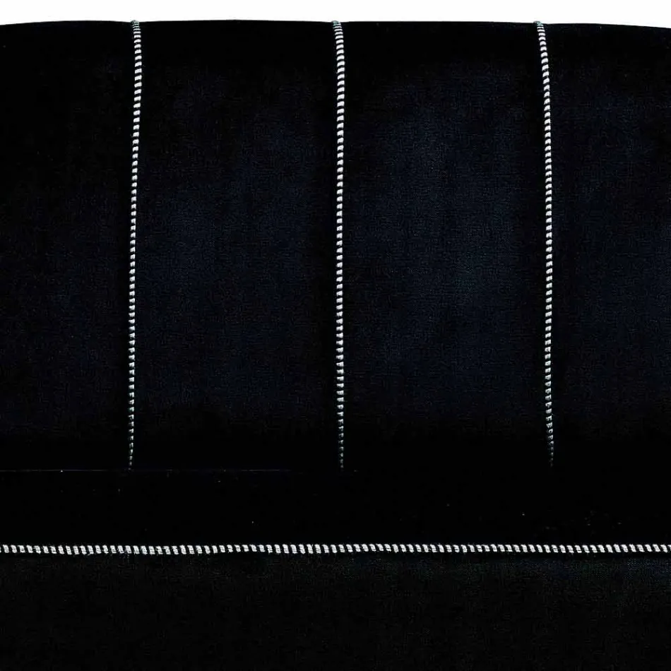 Divano 2 Posti in Velluto Nero con Cuciture in Contrasto Made in Italy - Caster Viadurini