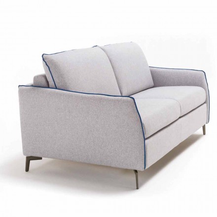 Divano 2 posti maxi L.165cm ecopelle/tessuto made in Italy Erica Viadurini