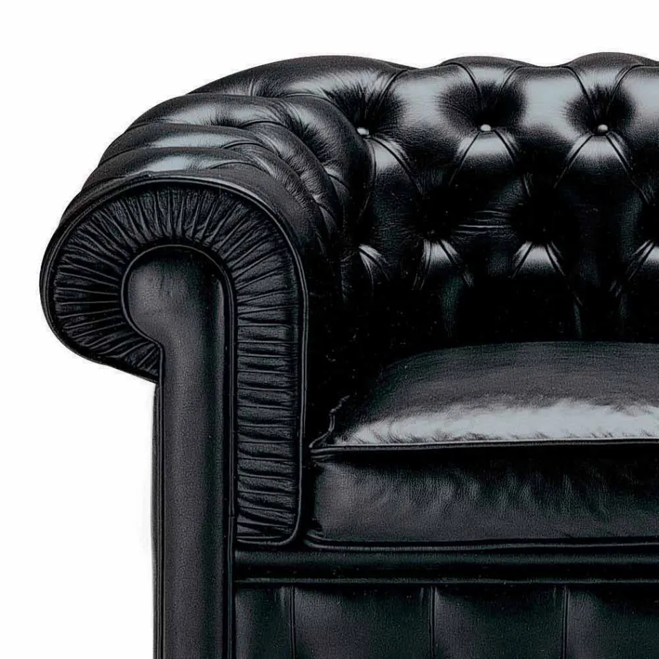Divano 2 Posti Rivestito in Pelle con Piedini in Legno Made in Italy - Idra Viadurini