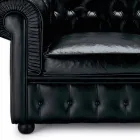 Divano 2 Posti Rivestito in Pelle con Piedini in Legno Made in Italy - Idra Viadurini