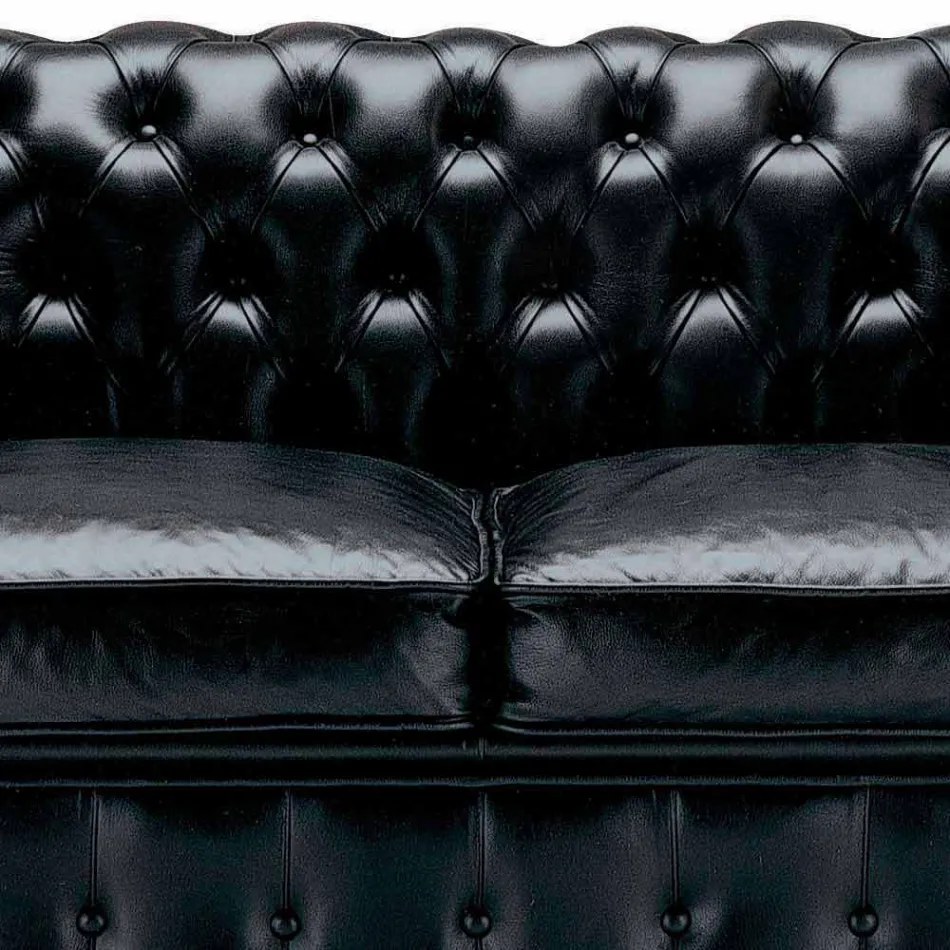 Divano 2 Posti Rivestito in Pelle con Piedini in Legno Made in Italy - Idra Viadurini