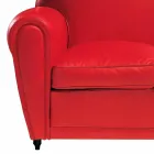 Divano 2 Posti Rivestito in Pelle con Piedini Laccato Made in Italy - Pegolo Viadurini