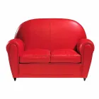 Divano 2 Posti Rivestito in Pelle con Piedini Laccato Made in Italy - Pegolo Viadurini