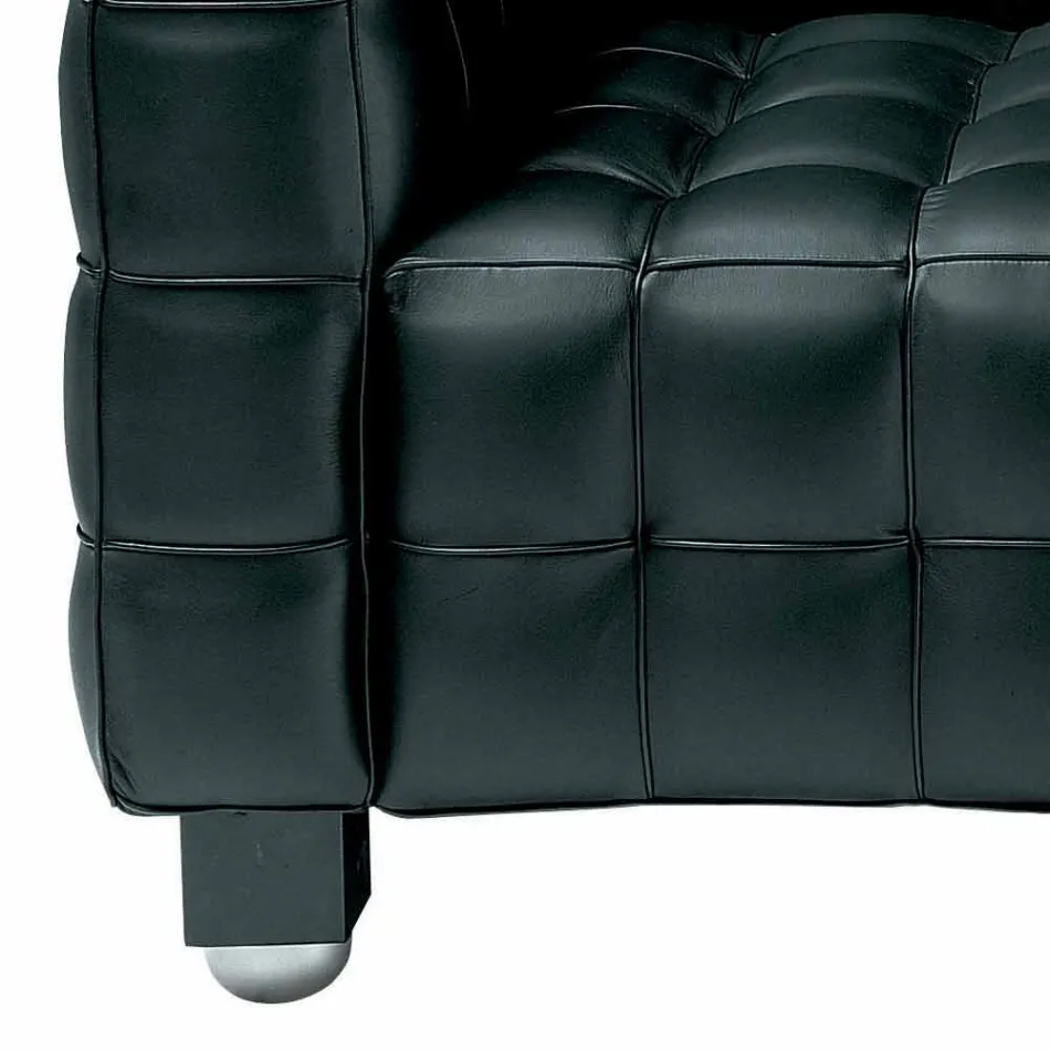 Divano 2 Posti Rivestito in Pelle Effetto Trapuntato Made in Italy - Vesuvio Viadurini