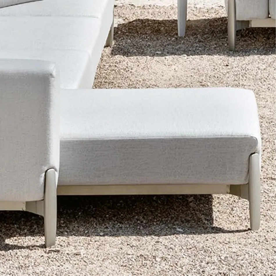 Divano 3 Posti da Esterno in Alluminio con Pouf e Chaise Longue - Filomena Viadurini