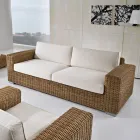 Divano 3 Posti da Giardino in Polyrattan Intrecciato a Mano - Yoko Viadurini