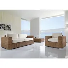 Divano 3 Posti da Giardino in Polyrattan Intrecciato a Mano - Yoko Viadurini