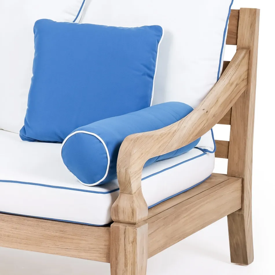 Divano 3 Posti da Giardino in Teak Naturale Spazzolato - Artes  Viadurini