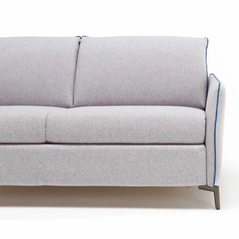 Divano 3 posti di design L.185cm tessuto/ecopelle made in Italy Erica Viadurini