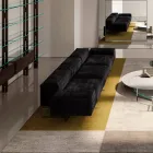 Divano 3 Posti in Vetro Extrachiaro e Seduta in Tessuto Made in Italy - Rory Viadurini