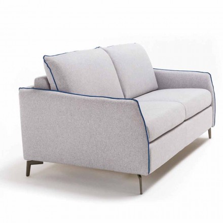 Divano 3 posti maxi L205 cm design moderno in ecopelle/tessuto Erica Viadurini