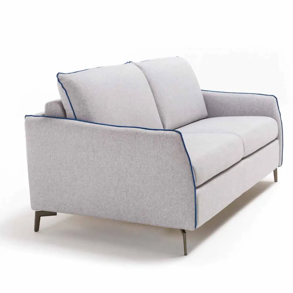 Divano 3 posti maxi L205 cm design moderno in ecopelle/tessuto Erica Viadurini