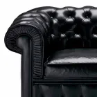 Divano 3 Posti Rivestito in Pelle con Piedini Laccati Made in Italy - Idra Viadurini
