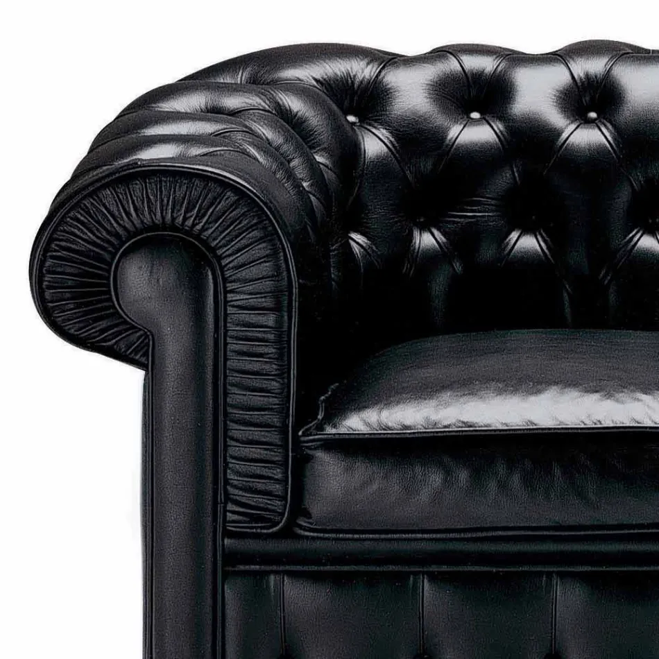 Divano 3 Posti Rivestito in Pelle con Piedini Laccati Made in Italy - Idra Viadurini