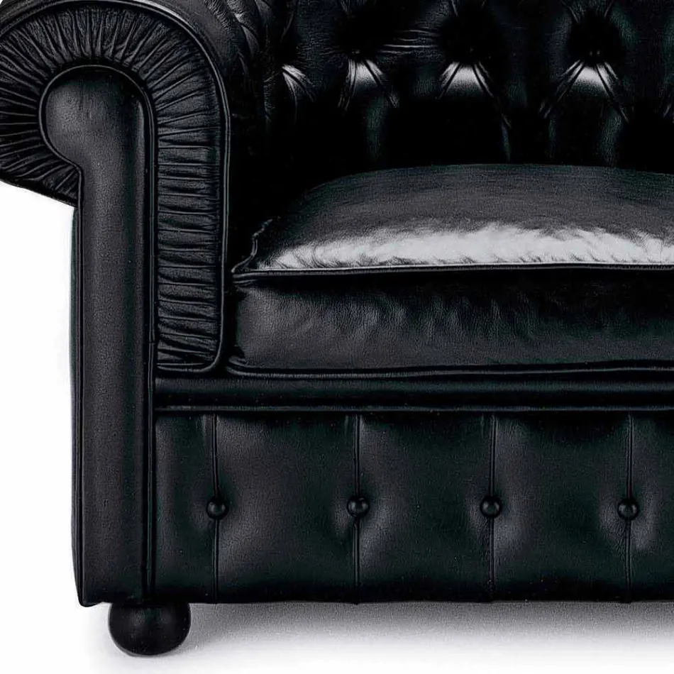 Divano 3 Posti Rivestito in Pelle con Piedini Laccati Made in Italy - Idra Viadurini