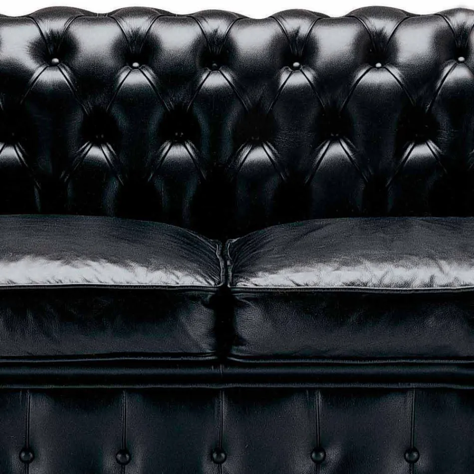 Divano 3 Posti Rivestito in Pelle con Piedini Laccati Made in Italy - Idra Viadurini