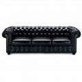 Divano 3 Posti Rivestito in Pelle con Piedini Laccati Made in Italy - Idra