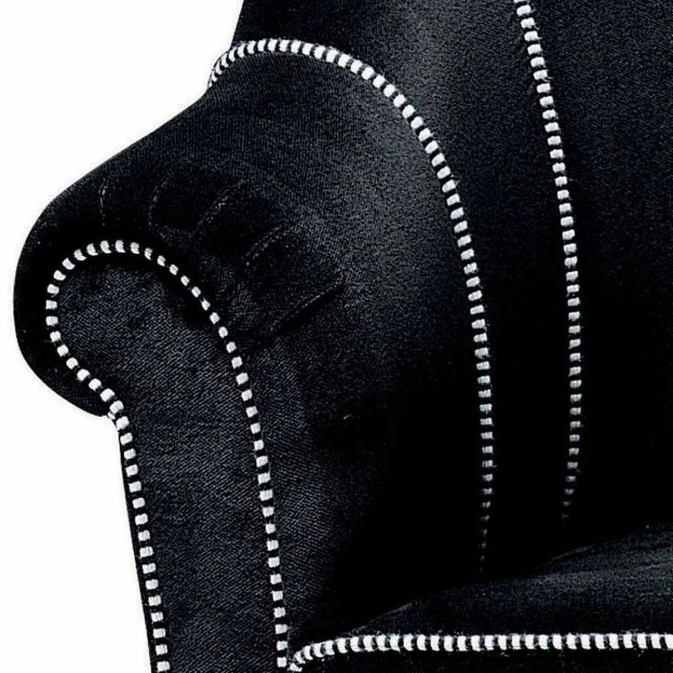 Divano 3 Posti Rivestito in Velluto con Cuciture Bianche Made in Italy - Caster Viadurini