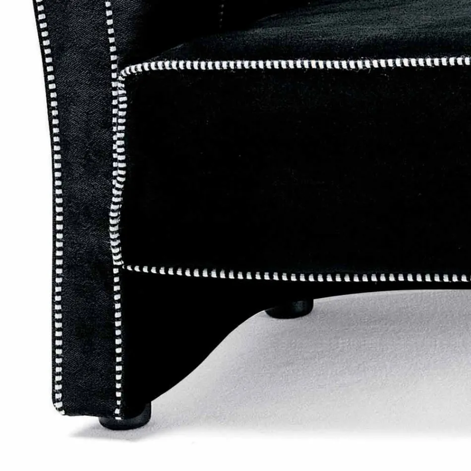 Divano 3 Posti Rivestito in Velluto con Cuciture Bianche Made in Italy - Caster Viadurini