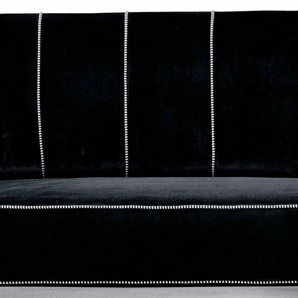 Divano 3 Posti Rivestito in Velluto con Cuciture Bianche Made in Italy - Caster Viadurini