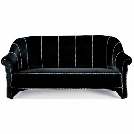 Divano 3 Posti Rivestito in Velluto con Cuciture Bianche Made in Italy - Caster Viadurini