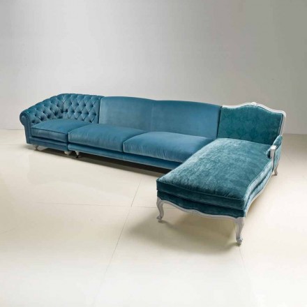 Divano ad angolo design classico di lusso, made in Italy, Narciso Viadurini