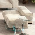 Divano Angolare Sinistro con Base in Vetro Extrachiaro Made in Italy - Rory