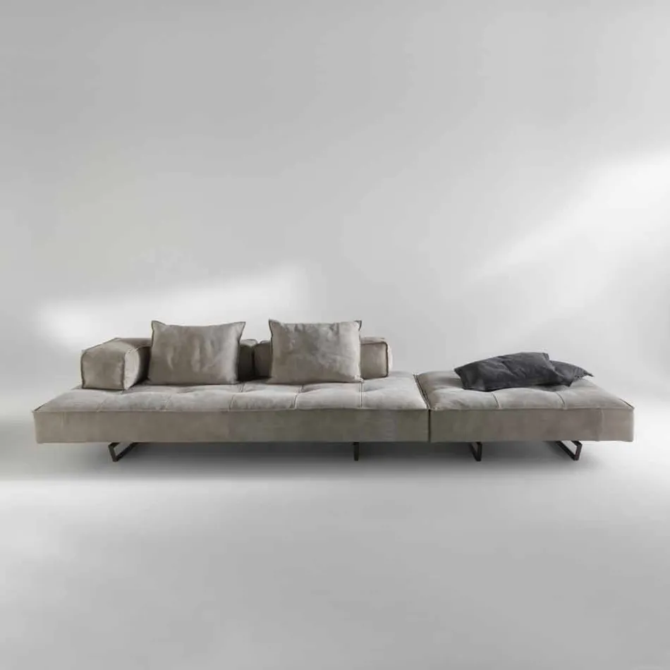 Divano componibile design moderno Cardo, rivestimento in pelle Viadurini