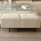 Divano con Base in Vetro Extrachiaro e Seduta in Tessuto Made in Italy - Rory Viadurini