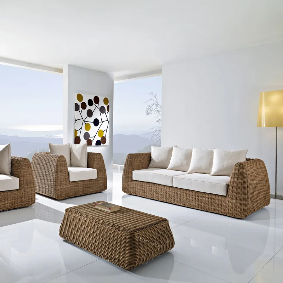 Divano da Esterno 3 Posti in Polyrattan Intrecciato - Charlie  Viadurini