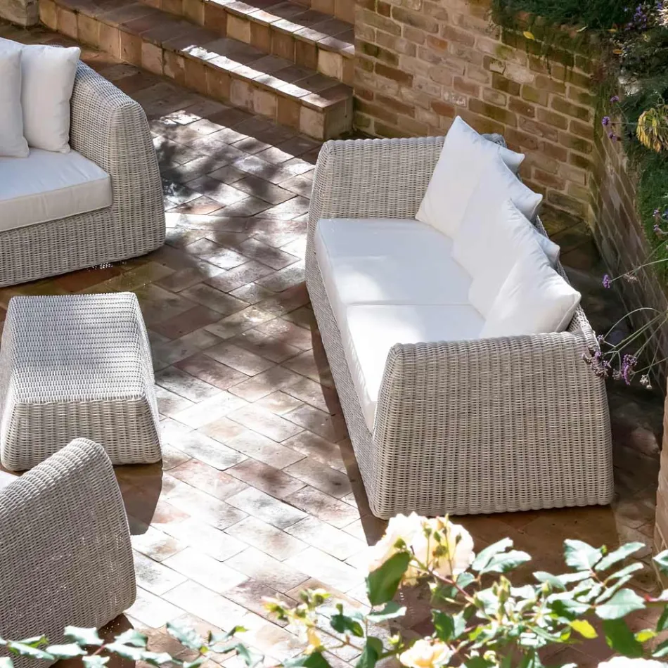 Divano da Esterno 3 Posti in Polyrattan Intrecciato - Charlie  Viadurini