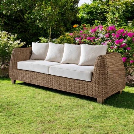 Divano da Esterno 3 Posti in Polyrattan Intrecciato - Charlie  Viadurini