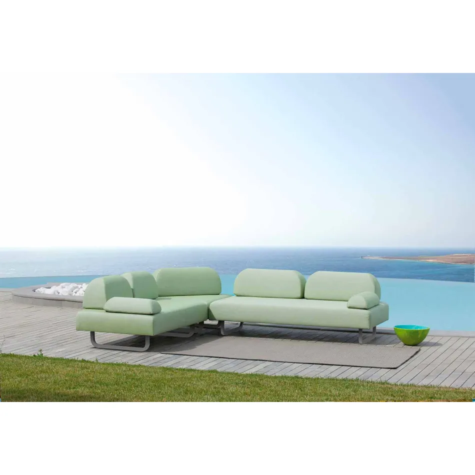 Divano da Esterno a 3 Posti di Design in Metallo e Tessuto Made in Italy - Selia Viadurini