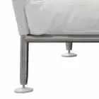 Divano da Esterno in Acciaio e PVC Intrecciato Cuscini Bianchi - Ontario6 Viadurini